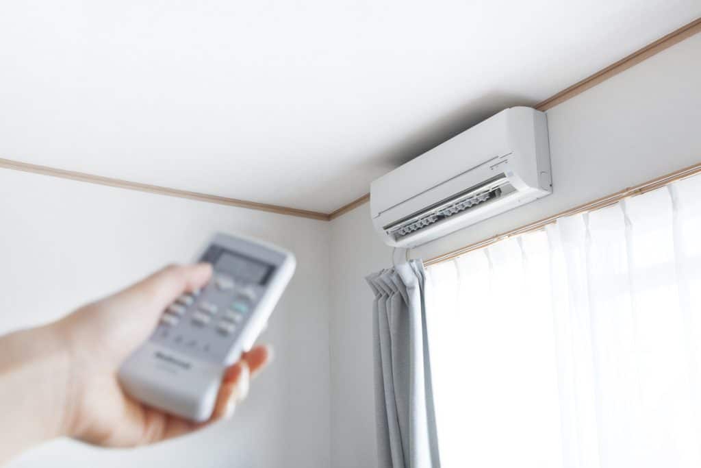 remote control directed on the conditioner